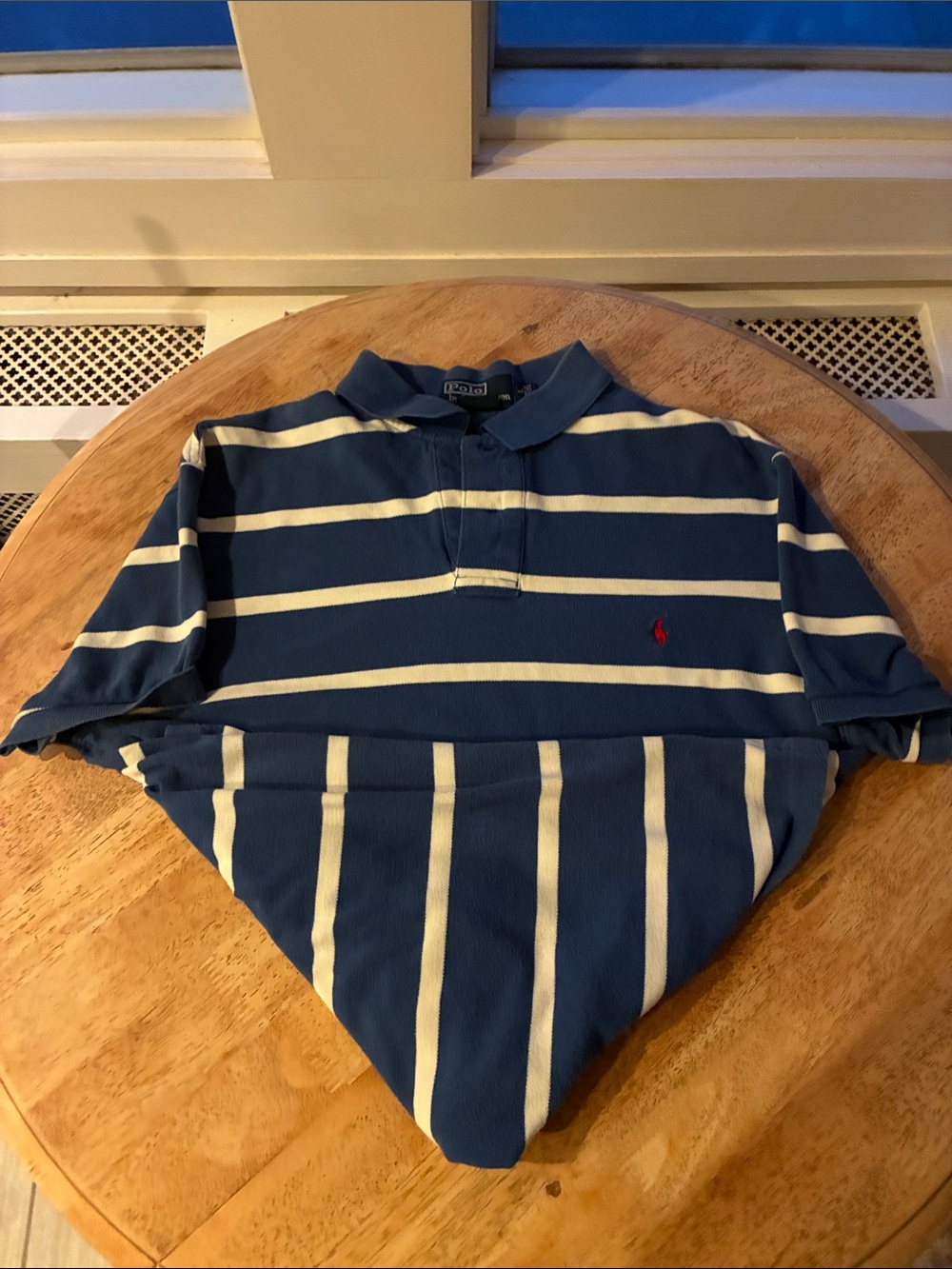 Classic Ralph Lauren Navy and White Horizontal Stripe Polo